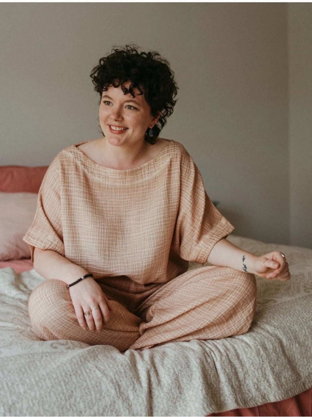 Pokoloko Crinkle Cotton Boatneck Top